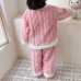 【12M-6Y】2-piece Girls Cute Bunny Pocket Coral Velvet Pajama Set