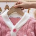 【12M-6Y】2-piece Girls Cute Bunny Pocket Coral Velvet Pajama Set