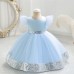 【6M-4Y】Girls Ruffled Sleeves Party Mesh Dress