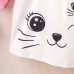 【3Y-8Y】Girl Cute Cat Print Colorblock Hooded Sweatshirt Dress With Crossbody Bag