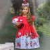 【4Y-12Y】Girls Christmas Print Short Sleeve Princess Dress