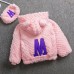 【18M-8Y】2-piece Girls Thick Letter Embroidered Hooded Fleece Jacket With Bag