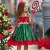 【3Y-10Y】2-piece Girls Christmas Sequin Sleeveless Princess Dress With Hairband