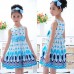 Girls Princess Chiffon Bow Belt Sleeveless Bubble Peacock Dress Party Clothes