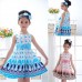 Girls Princess Chiffon Bow Belt Sleeveless Bubble Peacock Dress Party Clothes