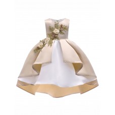 Girls Kids Bow Embroidered Sleeveless Princess Dress