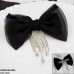 HPNH106 YUX Rhinestone Tassel Drop Bow Pin