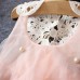 Girls Children Pearls Lace Stitching O  neck Knee Length Princess Dress