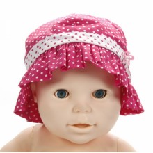 MZ1140 Pure Cotton Cute Children’s Hat with Dots Flower Pattern Rose Red