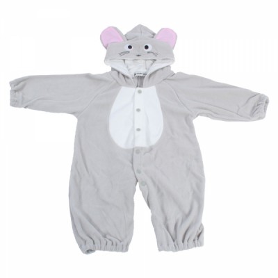 NEW Newborn Baby Girl Boy’s Cute Hooded Fleece Jumpsuit Onepiece Suit Romper Costume Cray Mouse 95